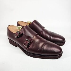 Taft Double Monk Strap Buckle Shoes Mens US 10 Burgundy Dark Rubber Gum Sole